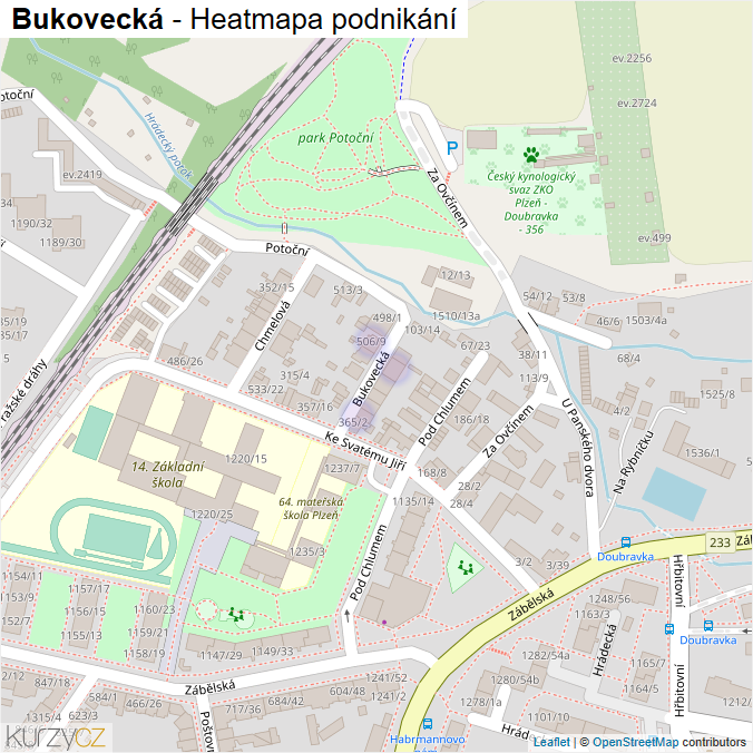 Mapa Bukovecká - Firmy v ulici.
