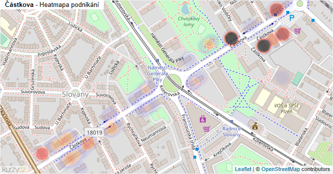 Částkova - mapa podnikání