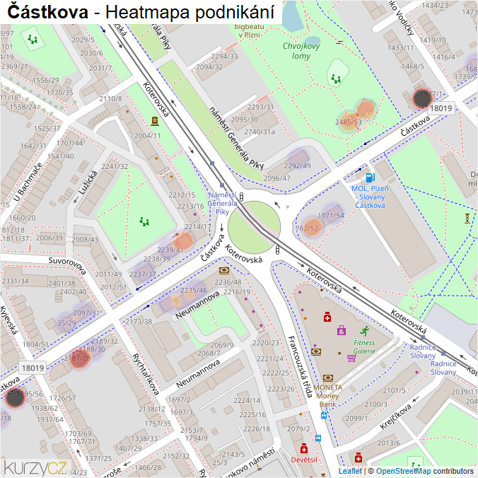 Mapa Částkova - Firmy v ulici.