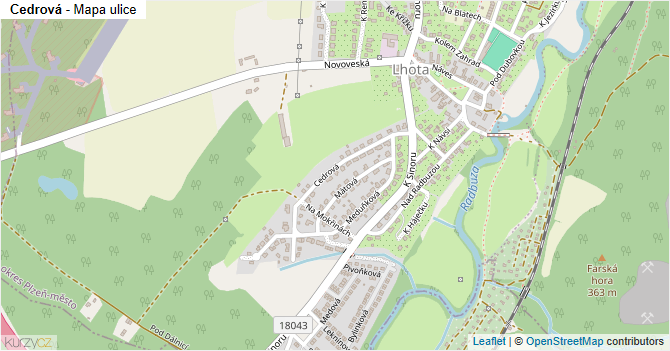 Cedrová - mapa ulice