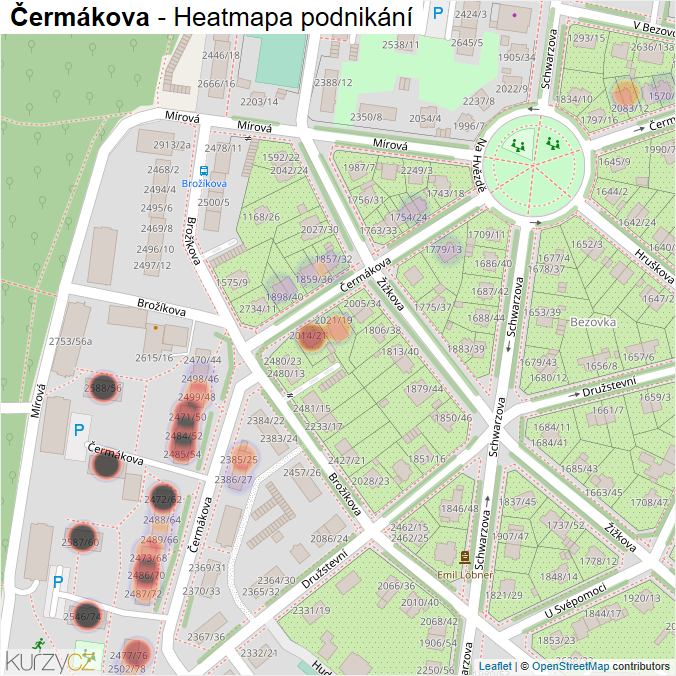 Mapa Čermákova - Firmy v ulici.