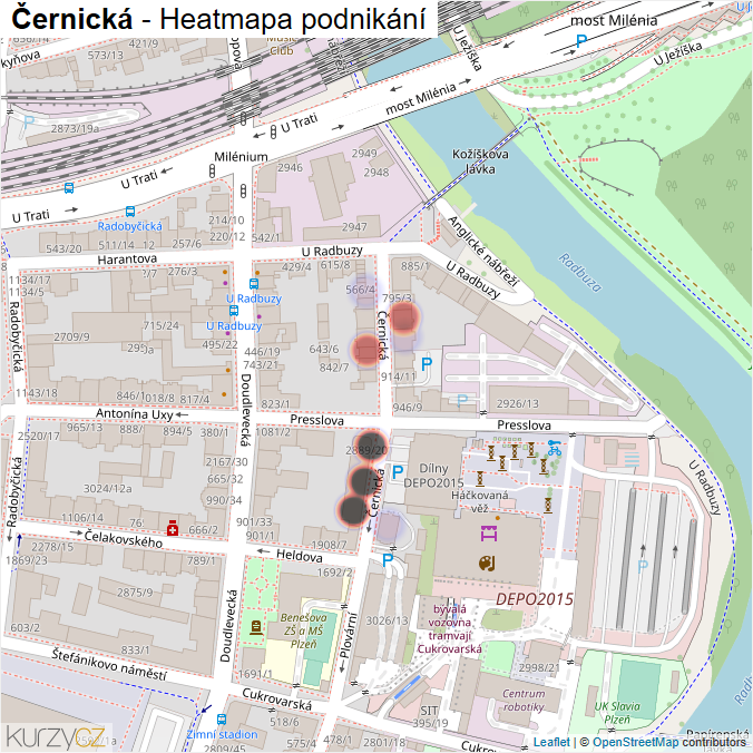 Mapa Černická - Firmy v ulici.