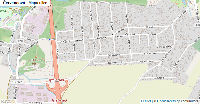 Červencová - mapa ulice