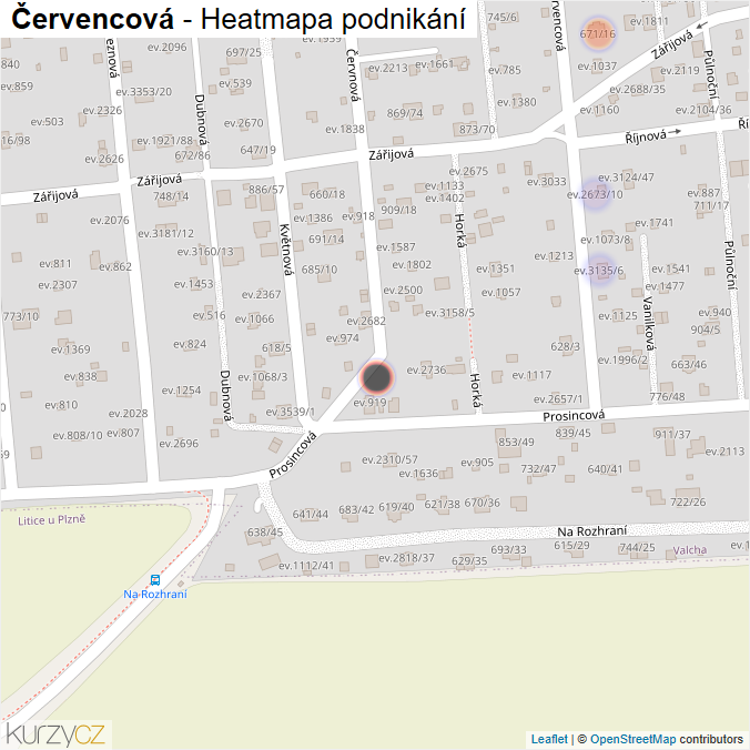 Mapa Červencová - Firmy v ulici.