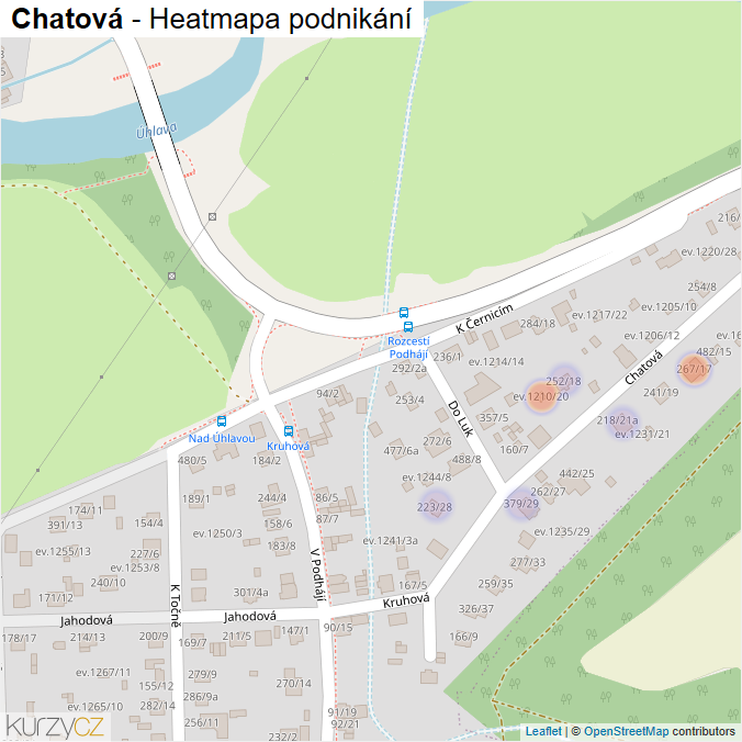 Mapa Chatová - Firmy v ulici.