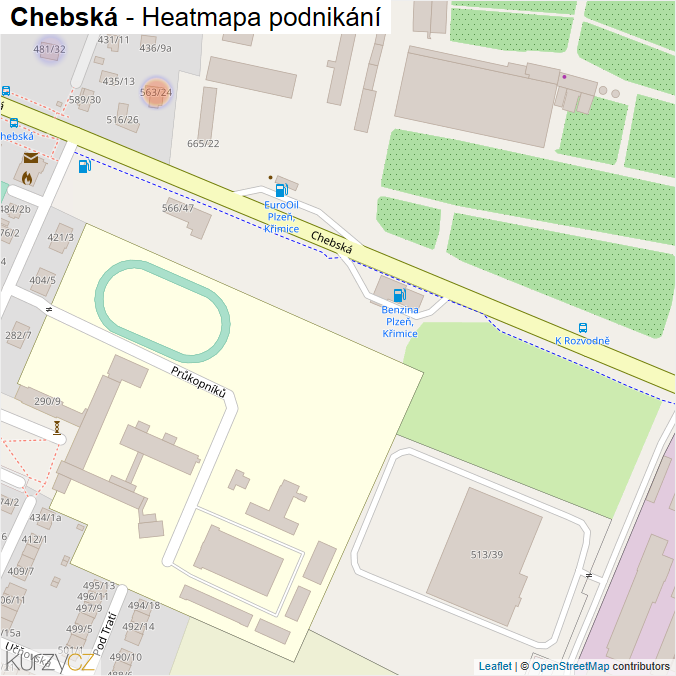 Mapa Chebská - Firmy v ulici.