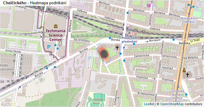 Chelčického - mapa podnikání