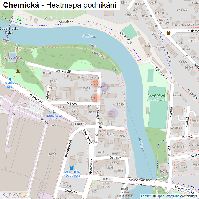 Mapa Chemická - Firmy v ulici.