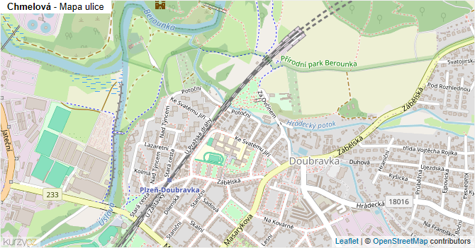 Chmelová - mapa ulice