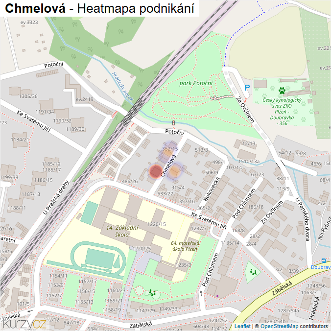 Mapa Chmelová - Firmy v ulici.