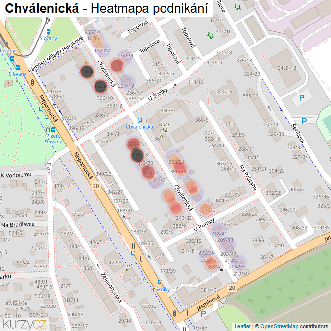 Mapa Chválenická - Firmy v ulici.