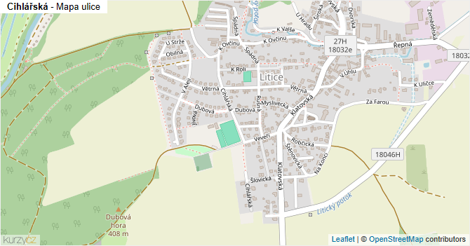 Cihlářská - mapa ulice