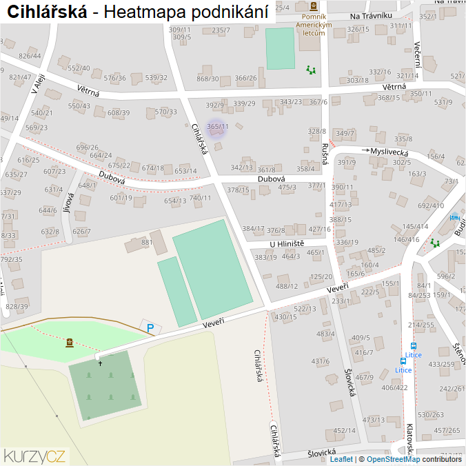 Mapa Cihlářská - Firmy v ulici.