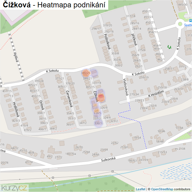 Mapa Čížková - Firmy v ulici.