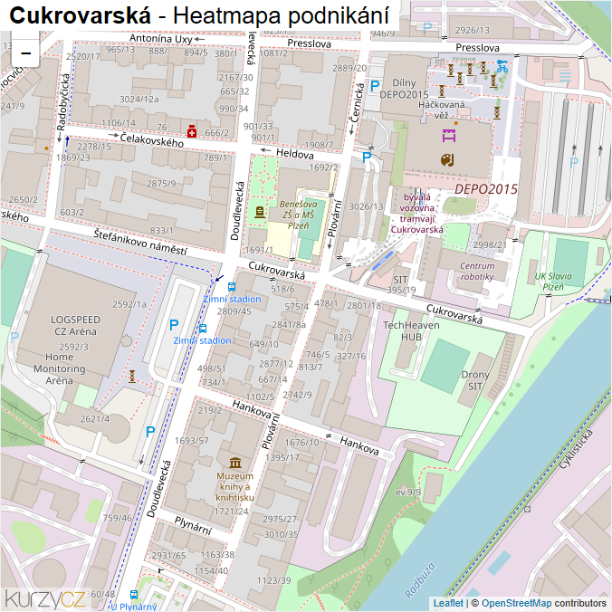 Mapa Cukrovarská - Firmy v ulici.