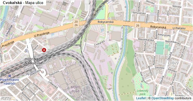 Cvokařská - mapa ulice