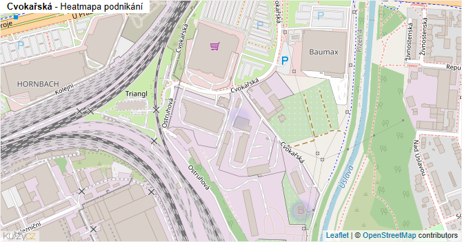 Cvokařská - mapa podnikání