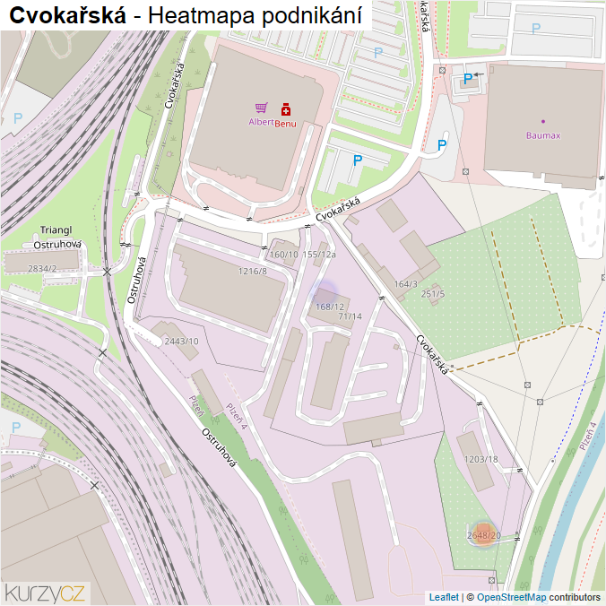 Mapa Cvokařská - Firmy v ulici.