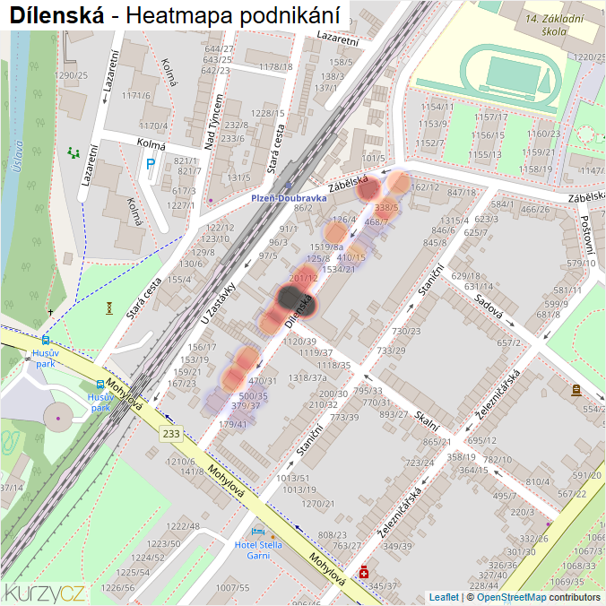 Mapa Dílenská - Firmy v ulici.