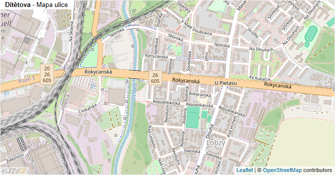 Dítětova - mapa ulice