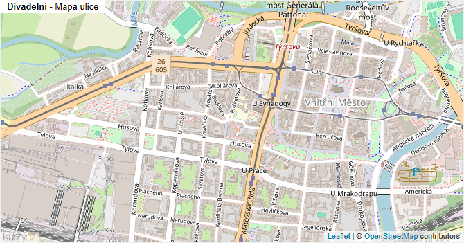 Divadelní - mapa ulice
