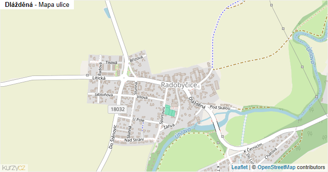 Dlážděná - mapa ulice