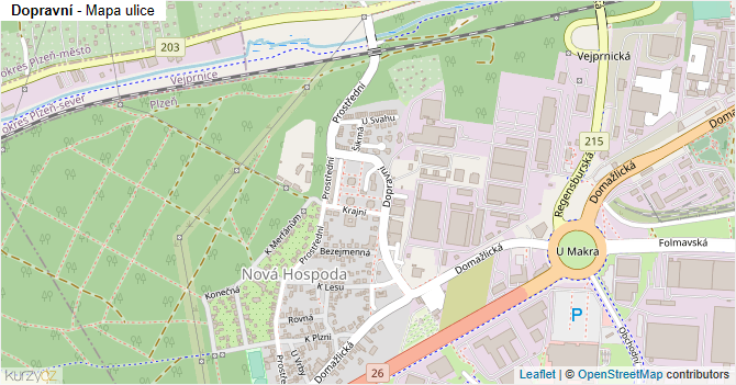 Dopravní - mapa ulice