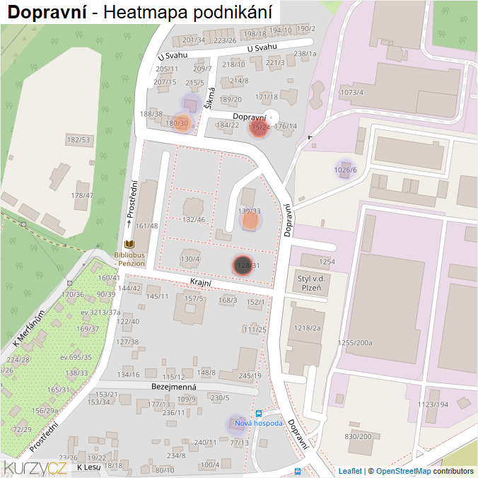Mapa Dopravní - Firmy v ulici.