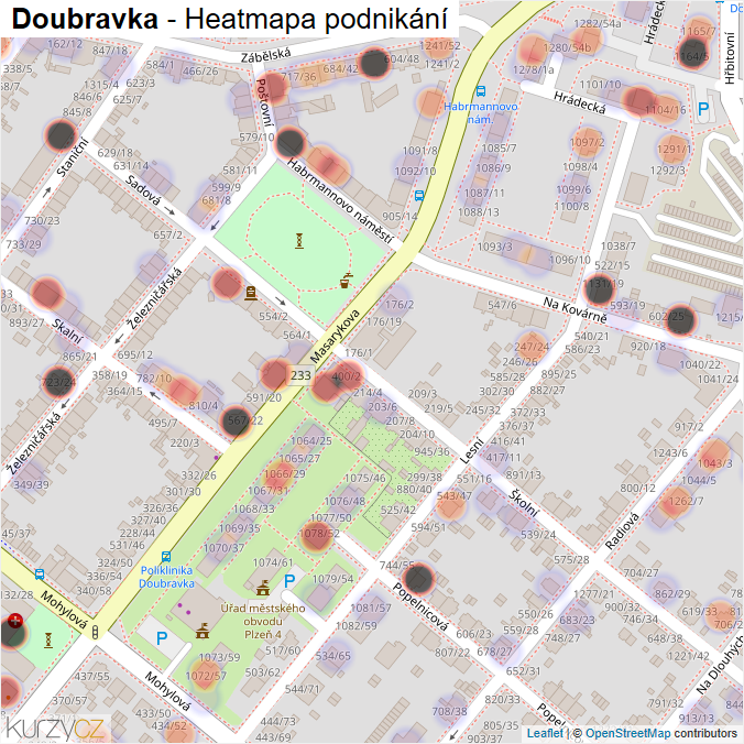 Mapa Doubravka - Firmy v části obce.