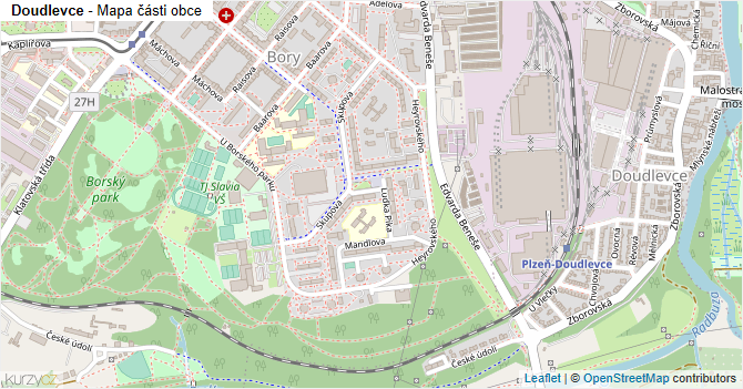 Doudlevce - mapa části obce