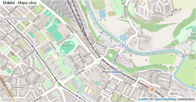 Drážní - mapa ulice