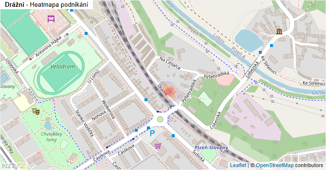 Drážní - mapa podnikání