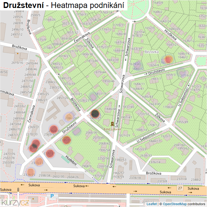 Mapa Družstevní - Firmy v ulici.