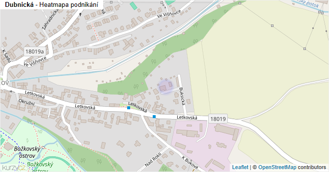 Dubnická - mapa podnikání