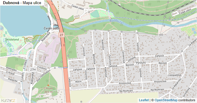Dubnová - mapa ulice
