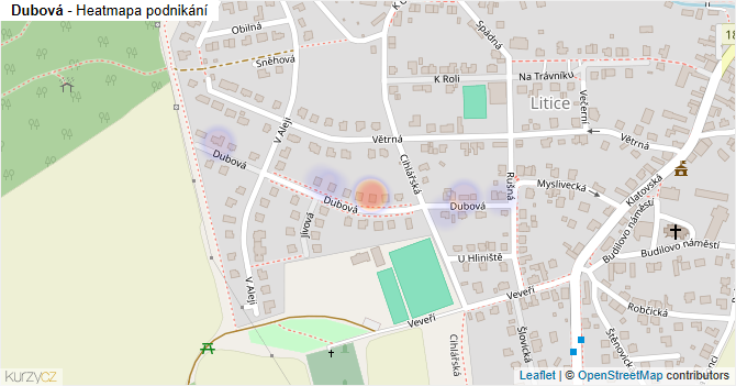 Dubová - mapa podnikání