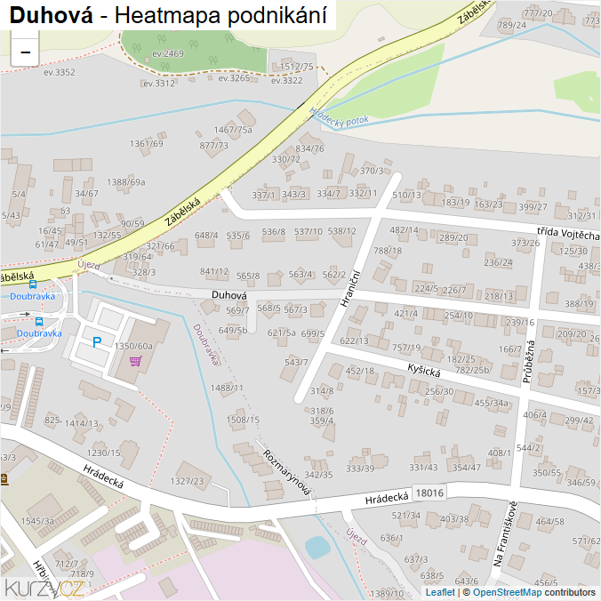 Mapa Duhová - Firmy v ulici.