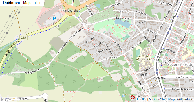 Dušínova - mapa ulice