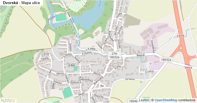 Dvorská - mapa ulice