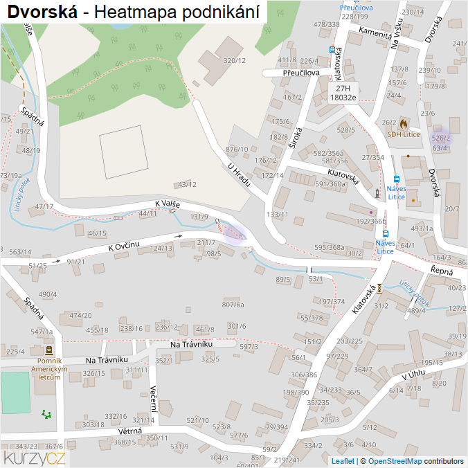 Mapa Dvorská - Firmy v ulici.
