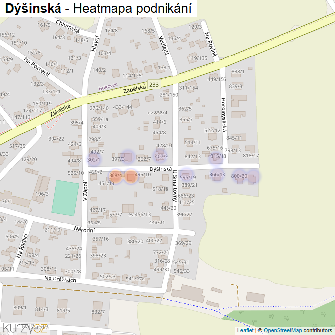 Mapa Dýšinská - Firmy v ulici.