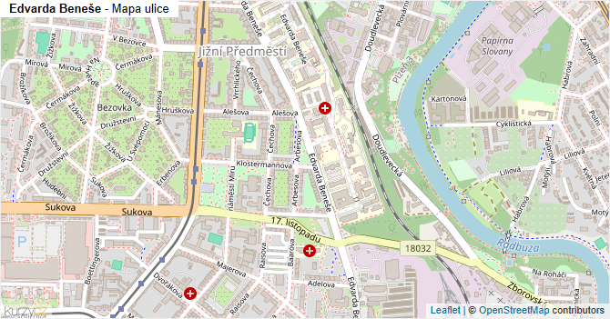 Edvarda Beneše - mapa ulice