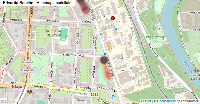 Edvarda Beneše - mapa podnikání