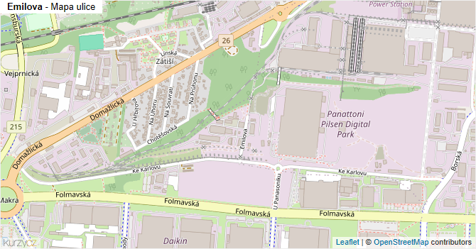 Emilova - mapa ulice