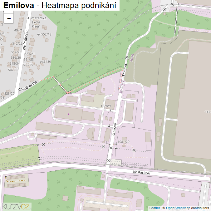 Mapa Emilova - Firmy v ulici.