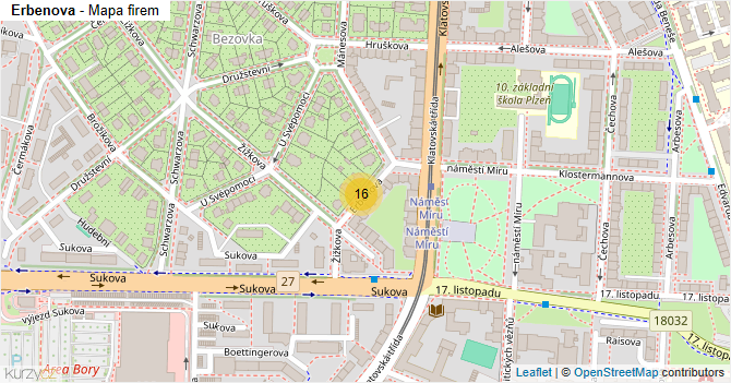 Erbenova - mapa firem