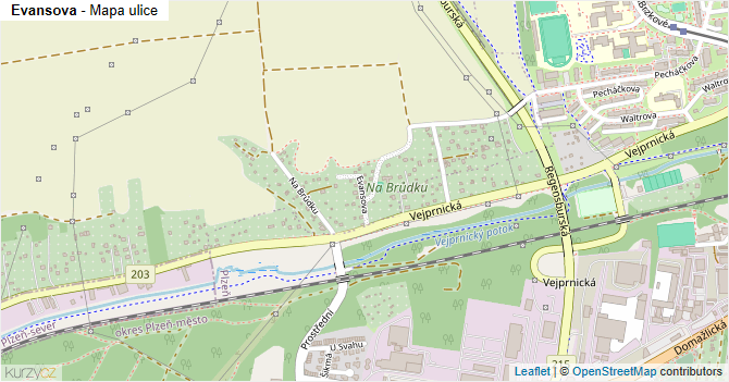 Evansova - mapa ulice