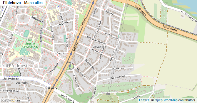 Fibichova - mapa ulice