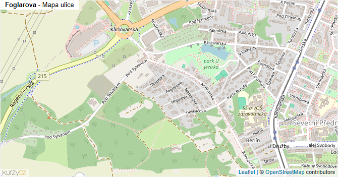 Foglarova - mapa ulice