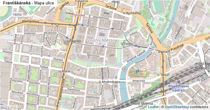 Františkánská - mapa ulice